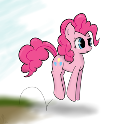 Size: 600x600 | Tagged: safe, artist:muffinsforever, pinkie pie, earth pony, pony, female, mare, newbie artist training grounds, pink coat, pink mane, pronking