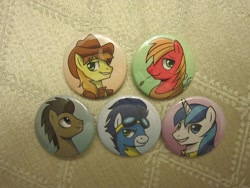 Size: 1000x750 | Tagged: safe, artist:johnjoseco, big macintosh, braeburn, doctor whooves, shining armor, soarin', earth pony, pony, unicorn, button, buttons, male, photo, stallion, wonderbolts uniform