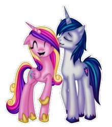 Size: 1224x1393 | Tagged: safe, artist:antych, artist:misheltc, princess cadance, shining armor, alicorn, pony, unicorn, ear bite, ear licking