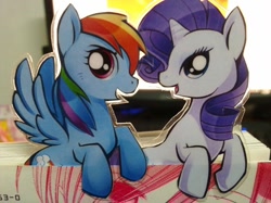 Size: 950x712 | Tagged: safe, artist:ende26, rainbow dash, rarity, pegasus, pony, unicorn, papercraft, photo