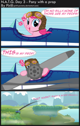 Size: 5000x7817 | Tagged: safe, artist:pirill, pinkie pie, earth pony, pony, absurd resolution, comic, crash, dice, fuzzy dice, goggles, hat, pilot, plane, plane crash, propeller