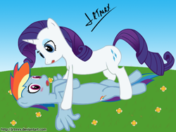 Size: 640x480 | Tagged: safe, artist:jrtmrx, rainbow dash, rarity, pegasus, pony, unicorn, female, lesbian, raridash, shipping