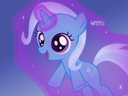 Size: 1200x900 | Tagged: safe, artist:evil-dec0y, derpibooru import, trixie, pony, comic:trixie vs., comic:trixie vs. the moon, age regression, female, filly, filly trixie, levitation, magic, self-levitation, solo, telekinesis, younger