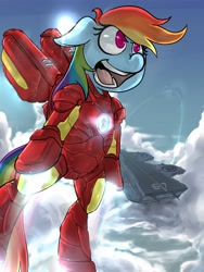 Size: 2700x3600 | Tagged: safe, artist:uc77, rainbow dash, pegasus, pony, high res, iron man, parody