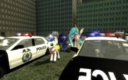 Size: 1680x1050 | Tagged: safe, artist:sonic5421, princess cadance, princess celestia, princess luna, shining armor, twilight sparkle, twilight sparkle (alicorn), alicorn, pony, unicorn, 3d, female, gmod, mare, need for speed, need for speed: most wanted, police, police car, prince shining armor, royal family