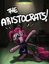 Size: 425x555 | Tagged: safe, artist:zicygomar, pinkie pie, earth pony, pony, fanfic:cupcakes, cutie mark dress, the aristocrats