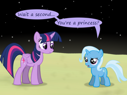 Size: 1200x900 | Tagged: safe, artist:evil-dec0y, derpibooru import, trixie, twilight sparkle, twilight sparkle (alicorn), alicorn, pony, comic:trixie vs., comic:trixie vs. the moon, age regression, female, filly, filly trixie, moon, younger