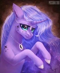 Size: 888x1080 | Tagged: safe, artist:pessadie, princess luna, alicorn, pony, curved horn, jewelry, solo