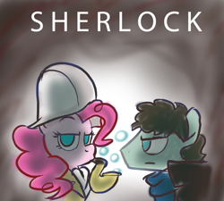 Size: 1193x1075 | Tagged: safe, artist:shadowluigimwahaha, pinkie pie, earth pony, pony, bbc sherlock, crossover, female, male, mare, stallion