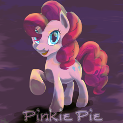 Size: 800x800 | Tagged: safe, artist:zowieblaze, pinkie pie, earth pony, pony, female, looking at you, mare, open mouth, raised hoof, solo