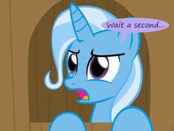 Size: 1200x900 | Tagged: safe, artist:evil-dec0y, derpibooru import, trixie, pony, unicorn, comic:trixie vs., comic:trixie vs. hearth's warming, female, horn, mare, open mouth, solo, speech bubble