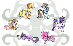 Size: 2094x1343 | Tagged: safe, artist:kna, derpibooru import, applejack, fluttershy, pinkie pie, rainbow dash, rarity, twilight sparkle, earth pony, pegasus, pony, unicorn, mane six