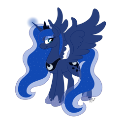 Size: 1000x1000 | Tagged: safe, artist:artisticpup, princess luna, alicorn, pony, magic, simple background, solo, spread wings, transparent background
