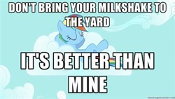 Size: 400x225 | Tagged: safe, rainbow dash, pegasus, pony, bronyetiquette, forced meme, meta, text