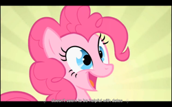 Size: 1024x640 | Tagged: safe, screencap, pinkie pie, earth pony, pony, party of one, female, mare, pink coat, pink mane, youtube caption