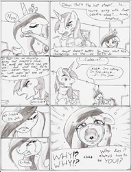 Size: 1006x1316 | Tagged: safe, artist:joelashimself, princess cadance, shining armor, alicorn, pony, unicorn, comic, crying, feels, monochrome, the forgotten element