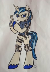 Size: 1428x2047 | Tagged: safe, artist:scribblesketch, shining armor, pony, unicorn, chris redfield, crossover, resident evil, resident evil 5, solo