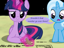 Size: 1200x900 | Tagged: safe, artist:evil-dec0y, derpibooru import, trixie, twilight sparkle, twilight sparkle (alicorn), alicorn, pony, comic:trixie vs., comic:trixie vs. the moon