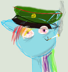 Size: 324x342 | Tagged: safe, rainbow dash, pegasus, pony, blue coat, drugs, female, general polkovnik, mare, multicolored mane, smoking, solo