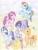 Size: 1024x1344 | Tagged: safe, artist:elisto, derpibooru import, applejack, fluttershy, pinkie pie, rainbow dash, rarity, spike, twilight sparkle, unicorn twilight, dragon, earth pony, pegasus, pony, unicorn, g1, g4, colored pencil drawing, female, g4 to g1, generation leap, mane seven, mare, traditional art