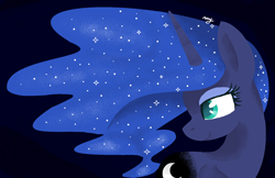 Size: 1692x1096 | Tagged: safe, artist:huirou, princess luna, alicorn, pony, female, horn, mare, simple background, solo