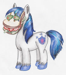 Size: 948x1076 | Tagged: safe, artist:markk-n-viacka, shining armor, pony, unicorn, sandwich, sandwich armor, solo, traditional art, wat