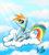 Size: 850x948 | Tagged: safe, artist:chocolatechilla, rainbow dash, pegasus, pony, cloud, cloudy, sunglasses, swag