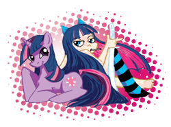 Size: 2014x1489 | Tagged: safe, artist:rinipanini, derpibooru import, twilight sparkle, anarchy stocking, crossover, panty and stocking with garterbelt