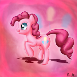 Size: 900x900 | Tagged: safe, artist:forumsdackel, pinkie pie, earth pony, pony, female, mare, pink coat, pink mane, simple background, solo