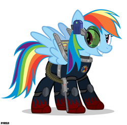 Size: 1214x1196 | Tagged: safe, artist:a4r91n, rainbow dash, pegasus, pony, armor, gun, simple background, transparent background, vector