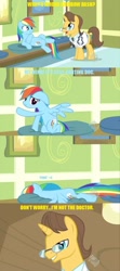 Size: 852x1914 | Tagged: safe, edit, edited screencap, screencap, doctor horse, doctor stable, rainbow dash, pegasus, pony, read it and weep, comic, image macro, pomf, screencap comic