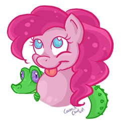 Size: 493x511 | Tagged: safe, artist:veritasket, gummy, pinkie pie, earth pony, pony, raspberry, smiling