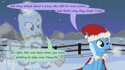 Size: 1280x720 | Tagged: safe, artist:evil-dec0y, derpibooru import, trixie, oc, pony, comic:trixie vs., comic:trixie vs. hearth's warming, christmas, clothes, costume, hat, holiday, santa costume, santa hat