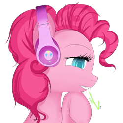 Size: 640x640 | Tagged: safe, pinkie pie, earth pony, pony, female, headphones, mare, music, pink coat, pink mane, solo