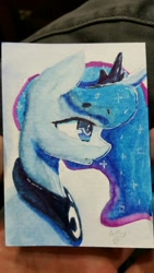 Size: 720x1280 | Tagged: safe, artist:darkflame75, princess luna, alicorn, pony, beanbrows, lunadoodle, solo, traditional art