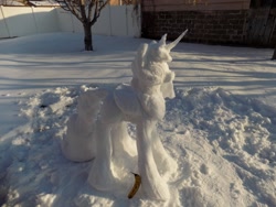 Size: 1600x1200 | Tagged: safe, artist:azedo, princess luna, banana for scale, irl, photo, snow, snowmare, snowpony, solo