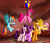 Size: 1900x1616 | Tagged: safe, artist:n1de, derpibooru import, applejack, fluttershy, pinkie pie, rainbow dash, rarity, twilight sparkle, earth pony, pegasus, pony, unicorn, balloon, mane six, then watch her balloons lift her up to the sky