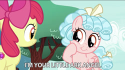 Size: 2880x1610 | Tagged: safe, edit, edited screencap, screencap, apple bloom, cozy glow, earth pony, pegasus, pony, marks for effort, bow, cats don't dance, cozybetes, cute, darla dimple, duo, female, filly, hair bow, hoof on cheek, meme, tail bow