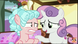 Size: 1280x720 | Tagged: safe, screencap, cozy glow, sweetie belle, pegasus, pony, marks for effort, cozy glow is not amused, female, filly, foal
