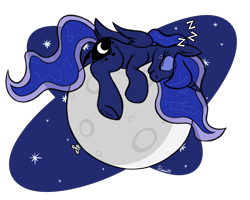 Size: 1500x1200 | Tagged: safe, artist:ramott, princess luna, alicorn, pony, balloon, moon, sleeping, solo