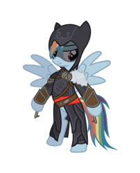 Size: 374x463 | Tagged: safe, artist:sefling, rainbow dash, pegasus, pony, assassin's creed, bipedal, clothes, crossover