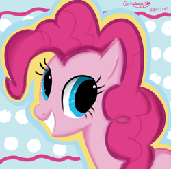 Size: 3786x3719 | Tagged: safe, artist:galukxys, pinkie pie, earth pony, pony, female, high res, mare, pink coat, pink mane, solo