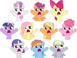 Size: 2027x1538 | Tagged: artist needed, source needed, safe, derpibooru import, apple bloom, applejack, derpy hooves, fluttershy, pinkie pie, rainbow dash, rarity, scootaloo, sweetie belle, twilight sparkle, earth pony, pegasus, pony, unicorn, adorabloom, cute, cute when angry, cutie mark crusaders, dashabetes, derpabetes, diapinkes, diasweetes, filly, foal, jackabetes, mane six, oh come on, raribetes, twiabetes