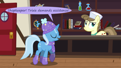 Size: 1280x720 | Tagged: safe, artist:evil-dec0y, derpibooru import, roma, trixie, pony, comic:trixie vs., winter outfit