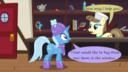 Size: 1280x720 | Tagged: safe, artist:evil-dec0y, derpibooru import, roma, trixie, pony, comic:trixie vs., winter outfit