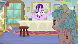 Size: 1280x720 | Tagged: safe, screencap, cozy glow, starlight glimmer, pegasus, pony, marks for effort, butt, cozy glutes, female, filly, foal, plot, pure concentrated unfiltered evil of the utmost potency