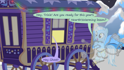 Size: 1280x720 | Tagged: safe, artist:evil-dec0y, derpibooru import, trixie, oc, pony, comic:trixie vs., trixie's wagon