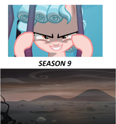 Size: 1928x2060 | Tagged: safe, screencap, cozy glow, pegasus, pony, school raze, season 5, season 8, season 9, the cutie re-mark, alternate timeline, alternate universe, ashlands timeline, barren, evil, female, filly, implied genocide, post-apocalyptic, series finale, the end, wasteland