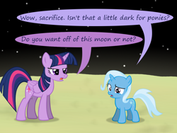 Size: 1200x900 | Tagged: safe, artist:evil-dec0y, derpibooru import, trixie, twilight sparkle, twilight sparkle (alicorn), alicorn, pony, comic:trixie vs.