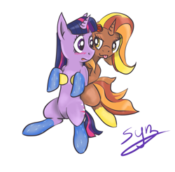 Size: 945x933 | Tagged: safe, artist:danis2005, derpibooru import, twilight sparkle, oc, oc:butterscotch sundae, canon x oc